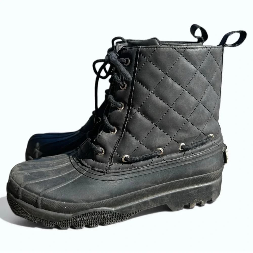 Sperry Gosling Quilted Waterproof Duck Boots Women’s 7.5 Black Winter Rain
